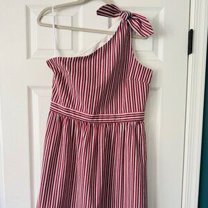 NWT Loft Outlet size 6 one shoulder striped seersucker dress
